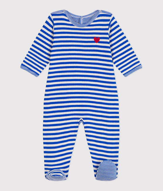 Strampler aus Doppeljersey mit Öffnung am Rücken und Streifen PERSE/ AVALANCHE