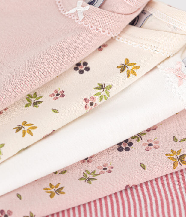 5er-Set lang&auml;rmelige Bodys aus Baumwolle mit Blumenmotiv f&uuml;r Babys vielfarbig