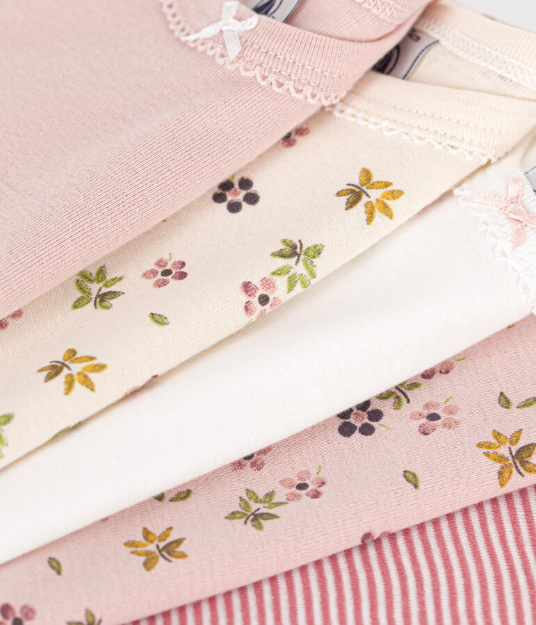 5er-Set lang&auml;rmelige Bodys aus Baumwolle mit Blumenmotiv f&uuml;r Babys vielfarbig