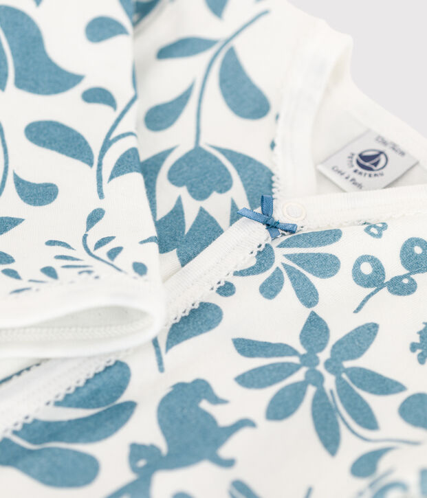 Baby-Strampler aus Doppeljersey mit Blumenmotiv weiss/blau