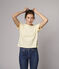 Einfarbiges T-Shirt aus Baumwolle/Leinen Damen weiss MARSHMALLOW