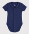 Kurzärmeliger Baby-Body aus Bio-Baumwolle mit Kragen blau CHALOUPE