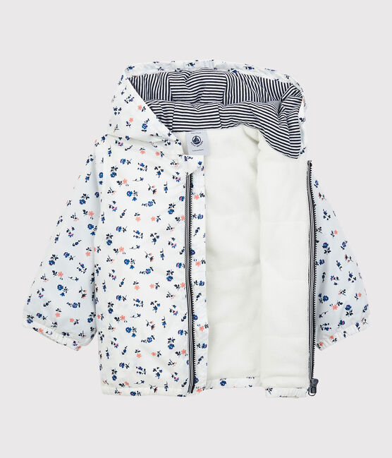 Warme Baby-Windjacke aus Polyester. weiss MARSHMALLOW/weiss MULTICO