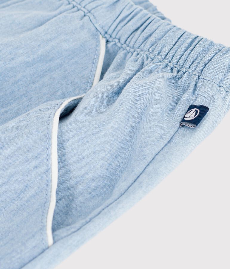 Kinder-Shorts aus einfarbiger Baumwolle blau BLEU CLAIR