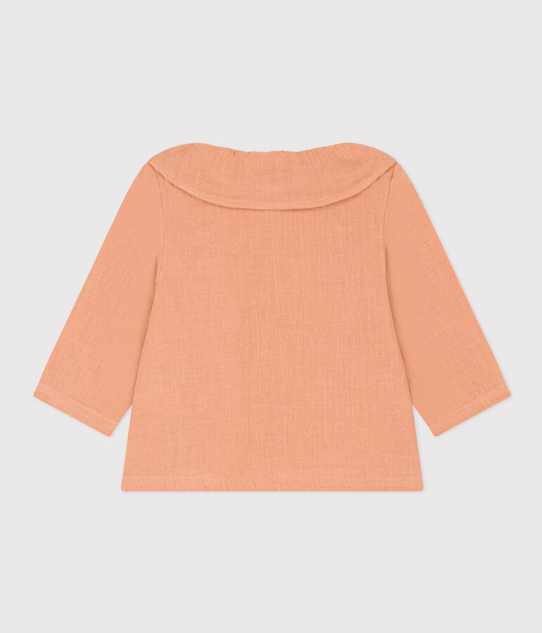 Lang&auml;rmelige Babybluse aus Musselin-Stoff rosa