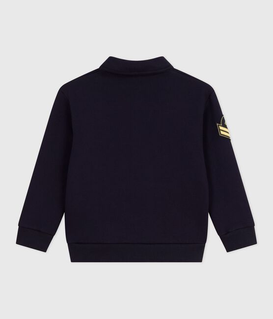 Kinder-Sweatshirt im Polo-Stil aus einfarbiger Baumwolle blau SMOKING