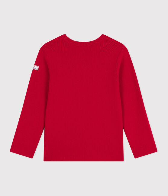 Kinder-Pullover aus einfarbiger Wolle und Baumwolle rot POMPEI