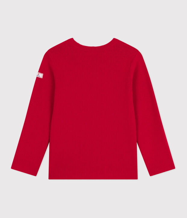 Kinder-Pullover aus einfarbiger Wolle und Baumwolle rot