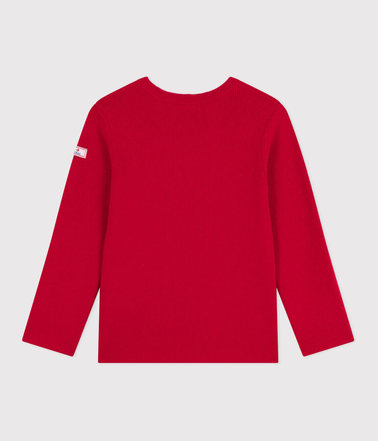 Kinder-Pullover aus einfarbiger Wolle und Baumwolle rot