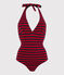 Damen-Badeanzug aus recyceltem Material blau SMOKING/rot TERKUIT