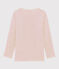 Langärmeliges T-Shirt aus Wolle und Baumwolle mit Ringelstreifen für Mädchen rosa CHARME/weiss MARSHMALLOW