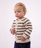 Baby-Cardigan aus Baumwolle mit Streifen naturfarben/blau