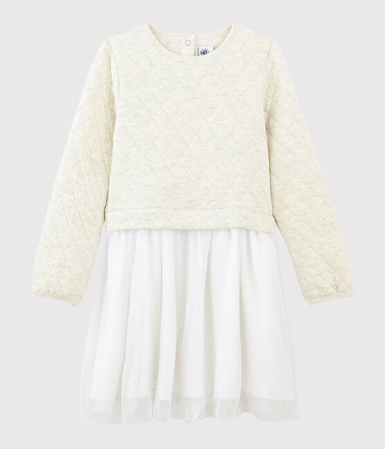 Langärmeliges Kinderkleid für Mädchen beige MONTELIMAR CHINE
