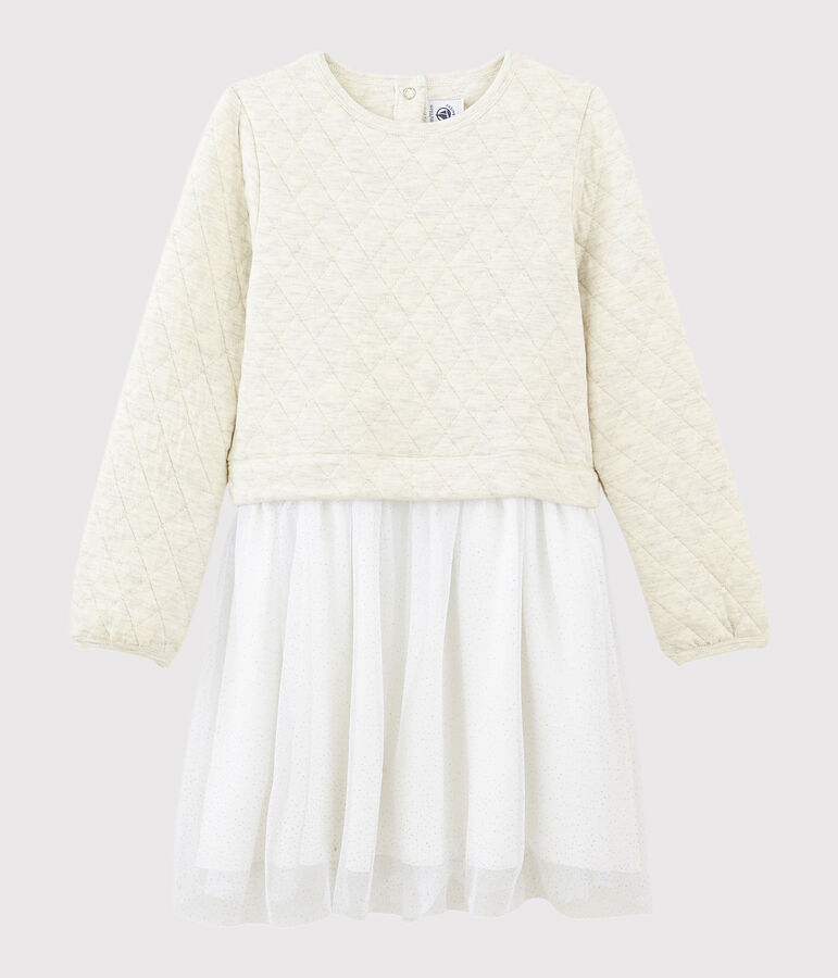 Lang&auml;rmeliges Kinderkleid f&uuml;r M&auml;dchen beige