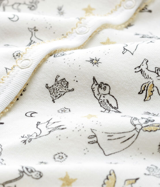 Baby-Strampler ohne Fuß aus Rippstrick für Mädchen weiss MARSHMALLOW/ MULTICO CN