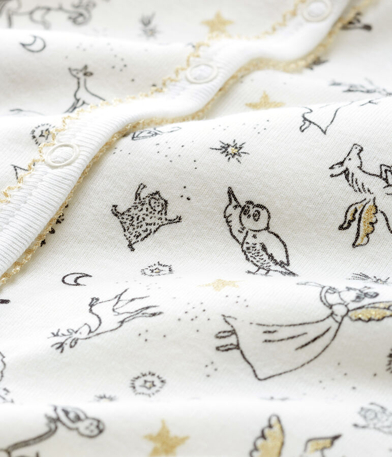 Baby-Strampler ohne Fu&szlig; aus Rippstrick f&uuml;r M&auml;dchen weiss MARSHMALLOW/ MULTICO CN