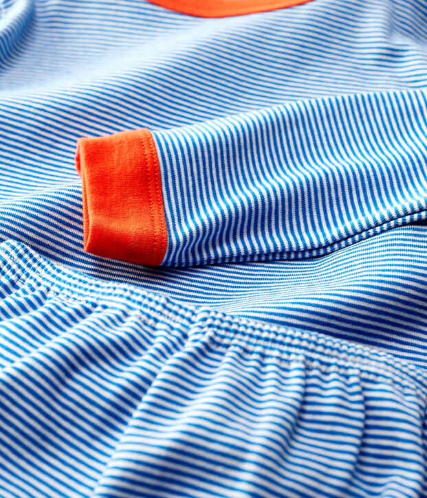 Kinderpyjama aus Baumwolle mit Ringelstreifen f&uuml;r Jungen blau/weiss