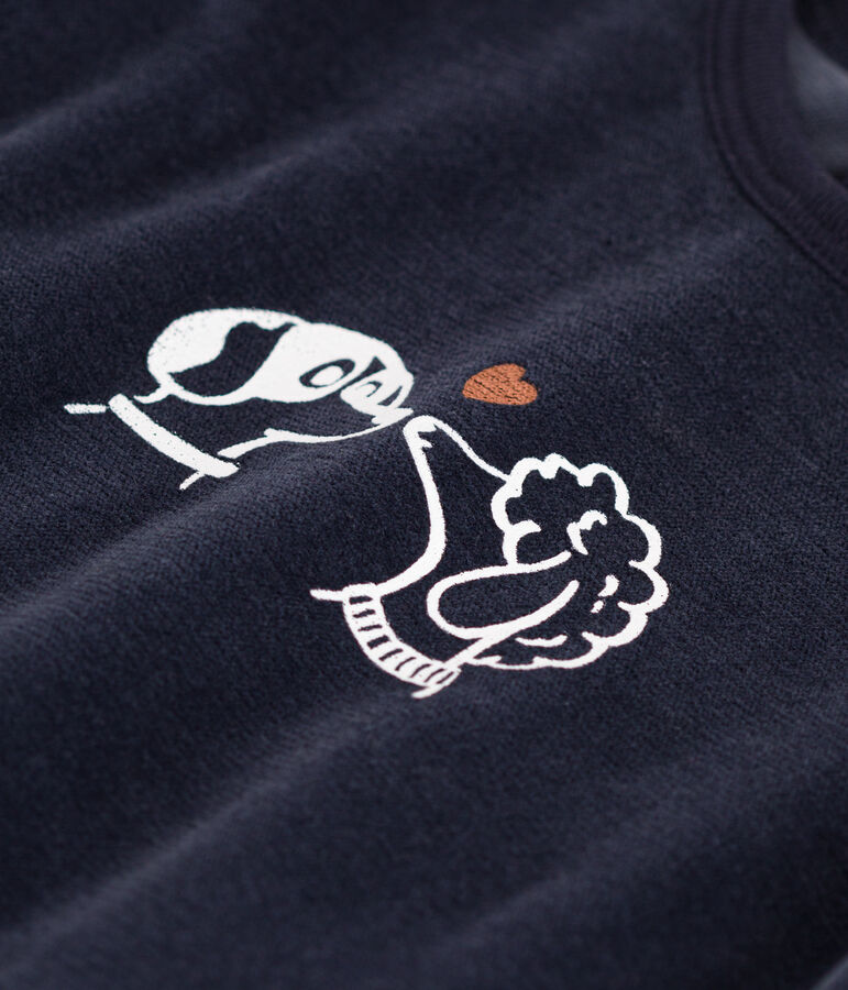 Strampler aus Nicki mit Hundemotiv blau