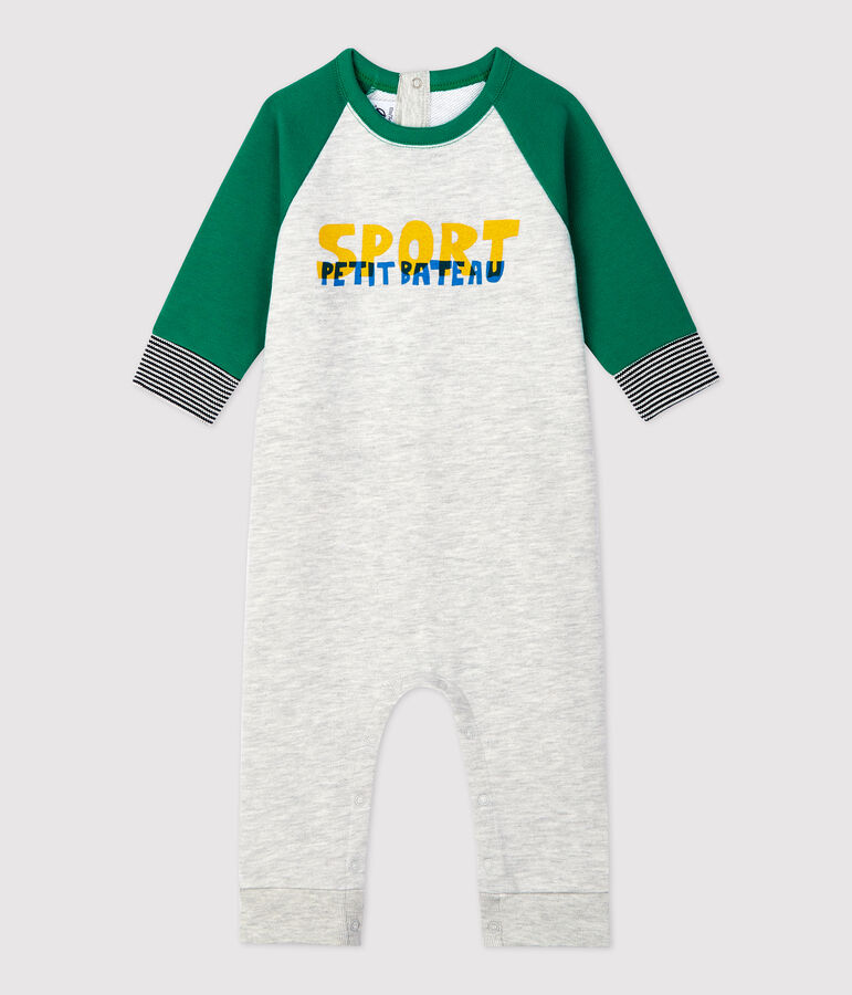 Baby-Overall aus Molton. grau/gr&uuml;n