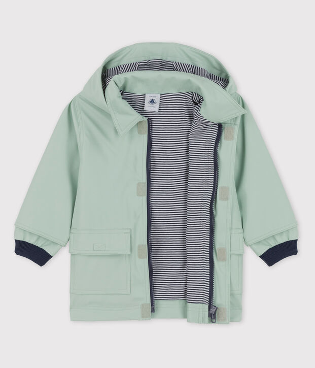 KLASSISCHE BABY-REGENJACKE AUS RECYCELTEM MATERIAL gr&uuml;n