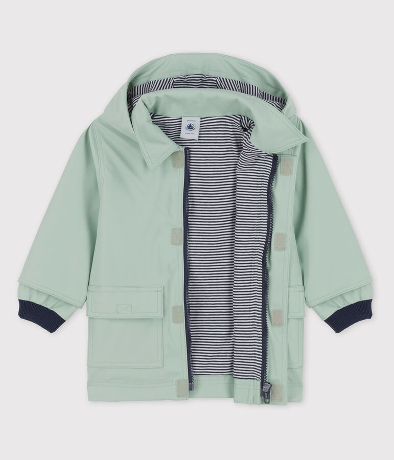KLASSISCHE BABY-REGENJACKE AUS RECYCELTEM MATERIAL gr&uuml;n