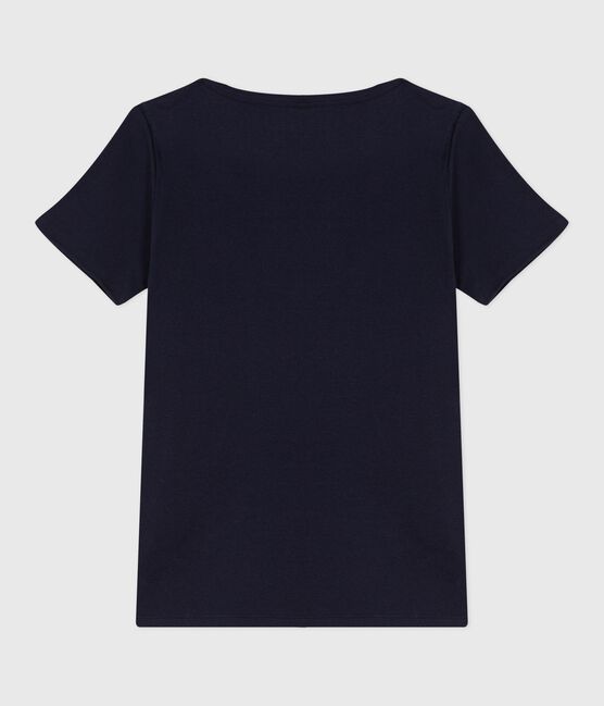 Kultiges Damen-T-Shirt mit Admiralskragen aus Baumwolle  blau SMOKING