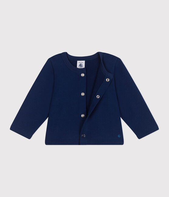 Baby-Cardigan aus einfarbiger Baumwolle blau MEDIEVAL
