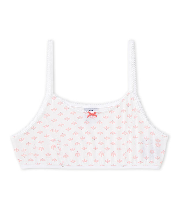 Bedrucktes M&auml;dchen-Bustier weiss/rosa/vielfarbig
