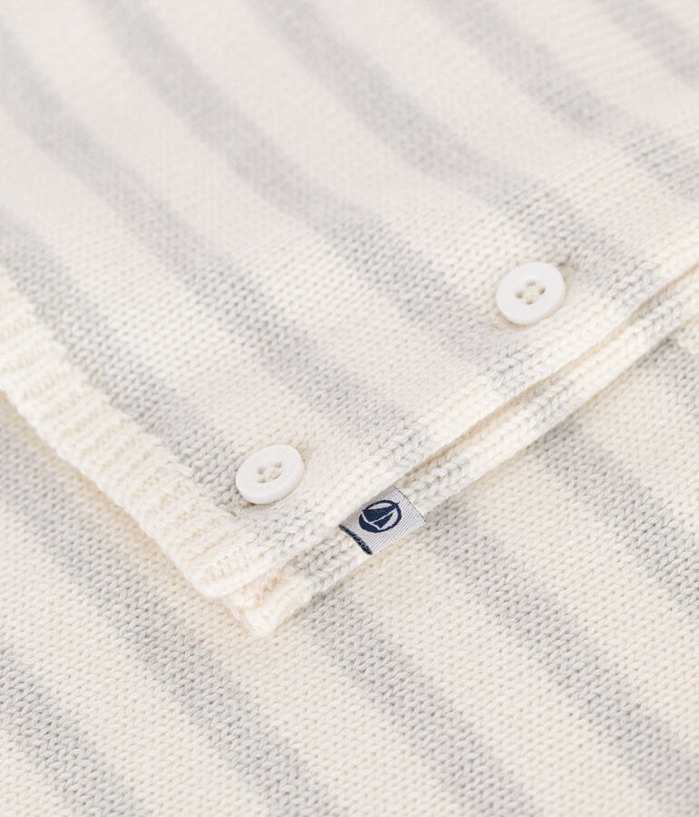 2-teiliges Baby-Set aus Woll- und Baumwoll-Strick weiss MARSHMALLOW/ MONTELIMAR