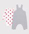 Baby-Set gestreifte Latzhose und Body mit Herzmotiven weiss MARSHMALLOW/blau SMOKING