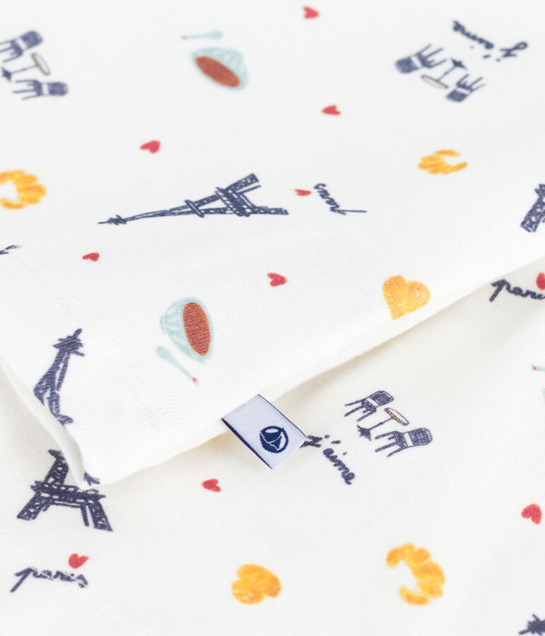 Kinder-Kurzpyjama aus Baumwolle mit Paris-Motiven weiss/vielfarbig