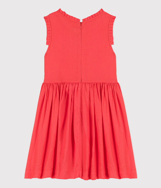 Ärmelloses Kinderkleid aus Leinen für Mädchen orange JUPITER