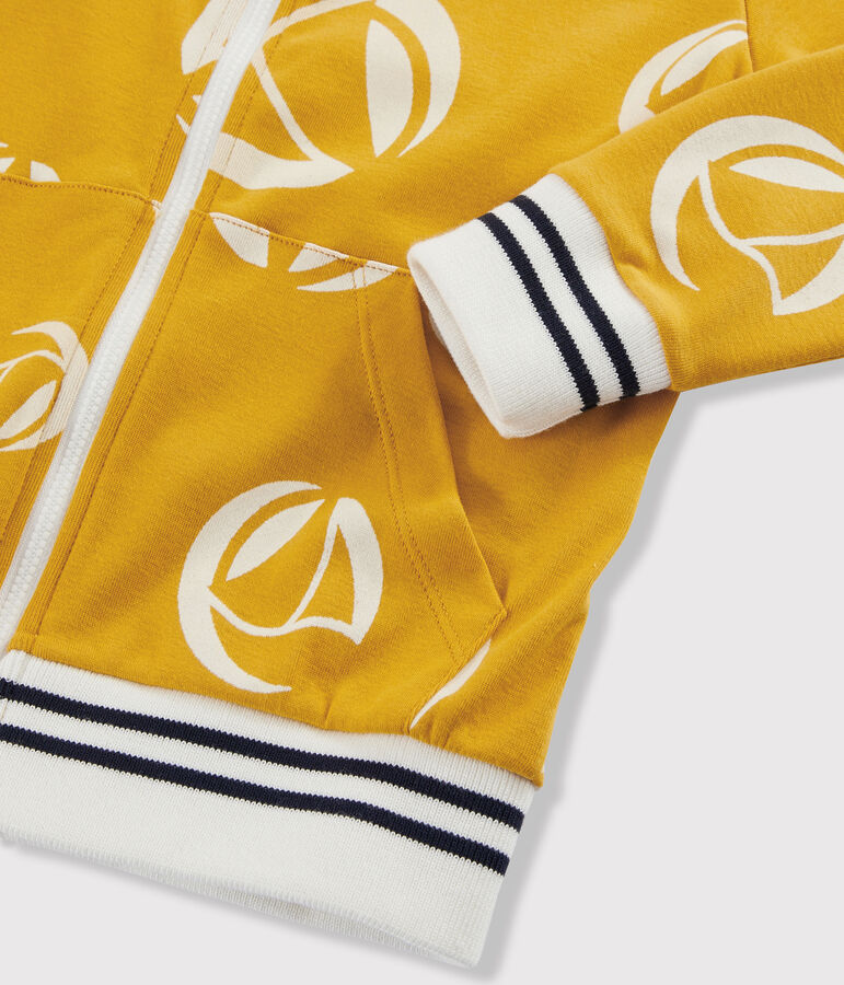 Kinder-Sweatshirt mit Rei&szlig;verschluss f&uuml;r Jungen. gelb/weiss