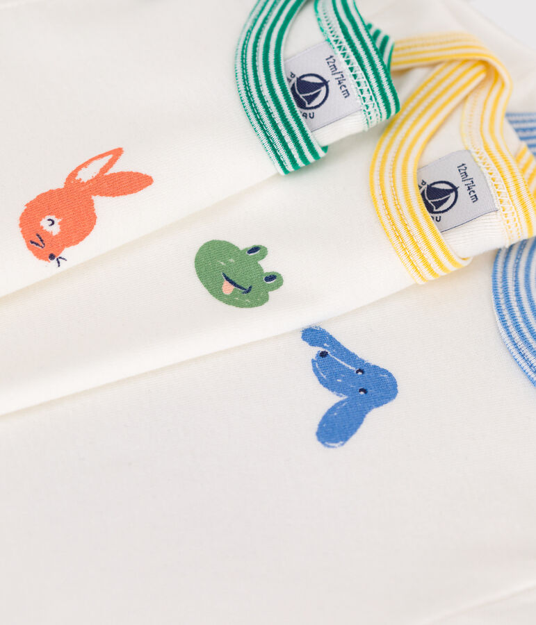 3er-Set kurz&auml;rmelige Baby-Bodys aus Baumwolle mit Tiermotiv vielfarbig