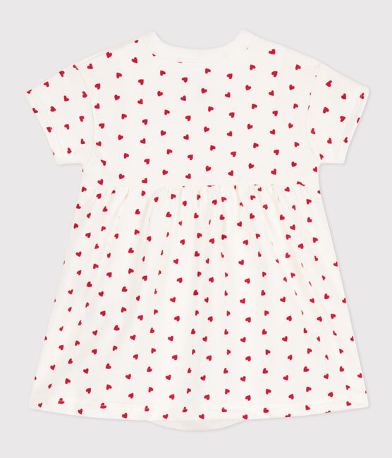 Babykleid aus Molton mit integriertem Body weiss MARSHMALLOW/rot PEPS