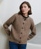 Damen-Cardigan aus einfarbiger Wolle und Baumwolle braun ROCHE