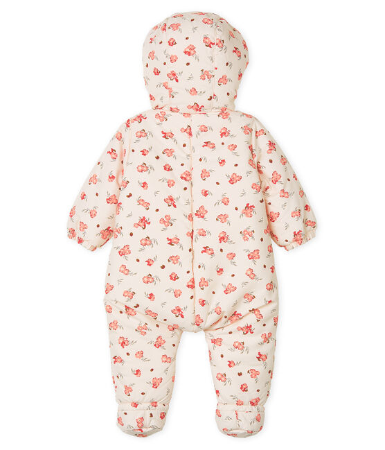 Baby-Fliegeroverall aus Mikrofaser für Mädchen rosa FLEUR/weiss MULTICO