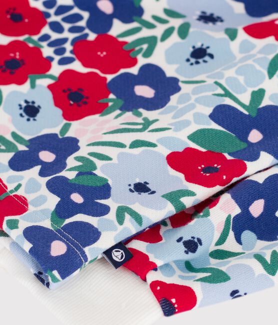 Kinder-Sweatshirt aus bedruckter Baumwolle mit Blumenmotiv weiss MARSHMALLOW/weiss MULTICO