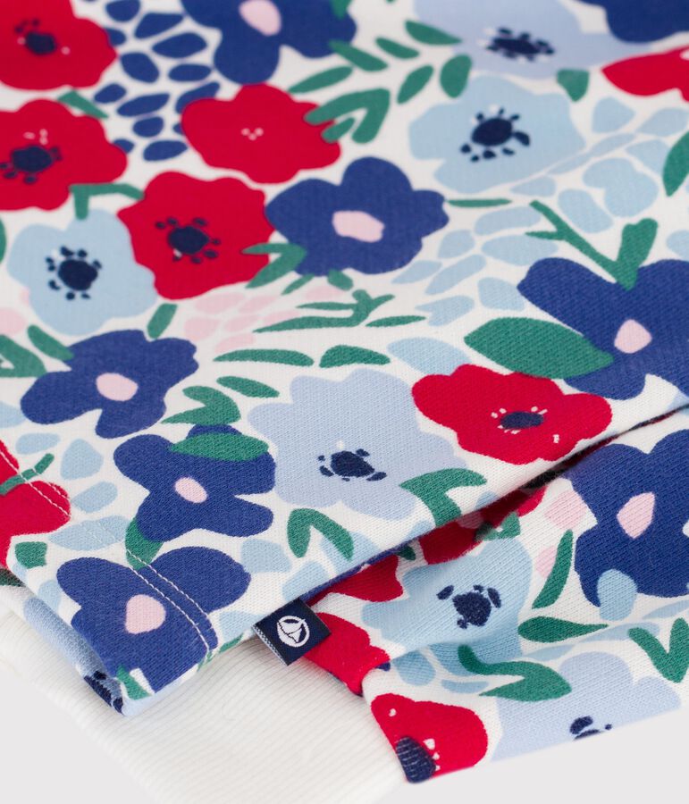 Kinder-Sweatshirt aus bedruckter Baumwolle mit Blumenmotiv weiss/vielfarbig