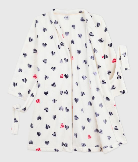 Kinder-Morgenmantel aus Fleece mit Muster weiss MARSHMALLOW/weiss MULTICO