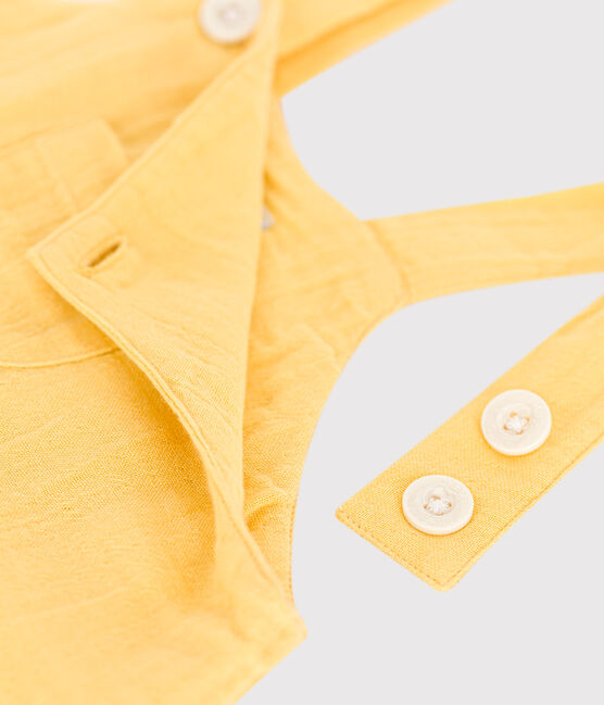 Kurzbeinige Baby-Latzhose aus einfarbigem Musselin-Stoff gelb ORGE