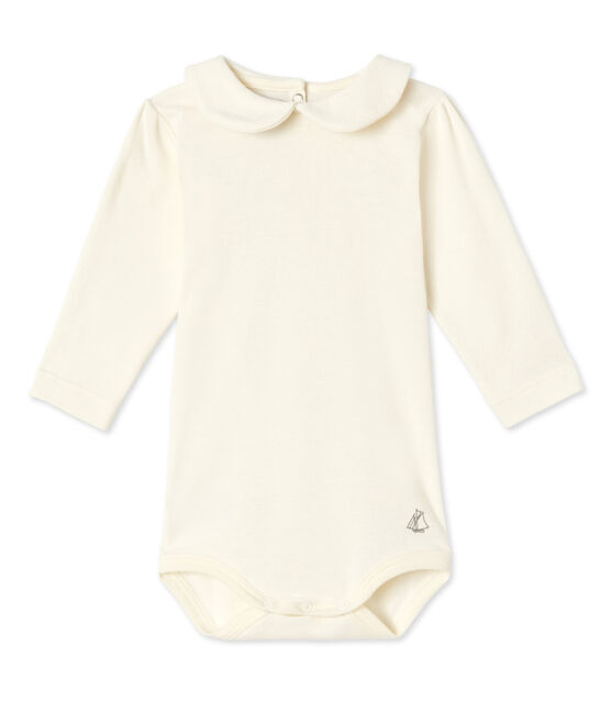 Baby-Mädchen-Body mit Bubi-Kragen beige COQUILLE