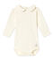 Baby-Mädchen-Body mit Bubi-Kragen beige COQUILLE