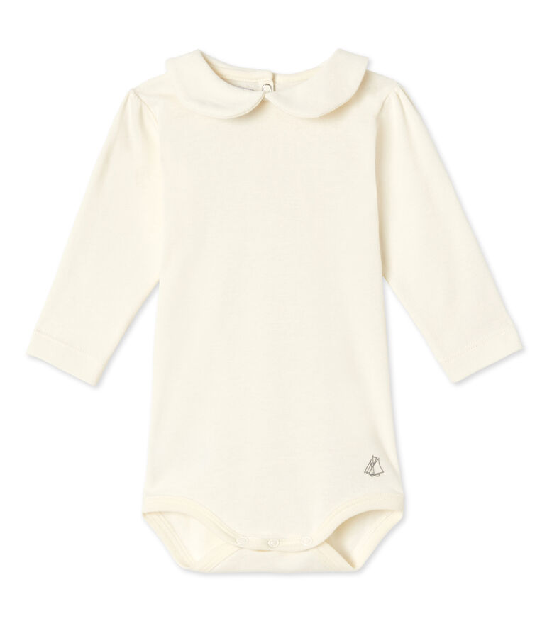 Baby-M&auml;dchen-Body mit Bubi-Kragen weiss