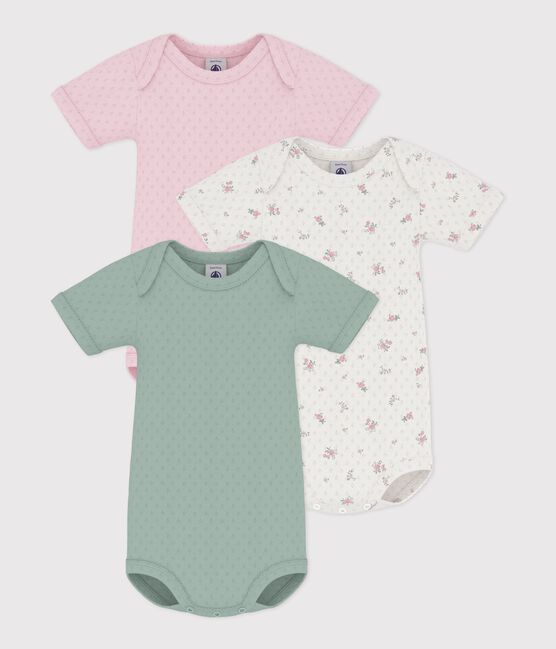 Set kurzärmeliger Baby-Bodys aus Baumwolle mit Blumen-Lochstickerei variante 1