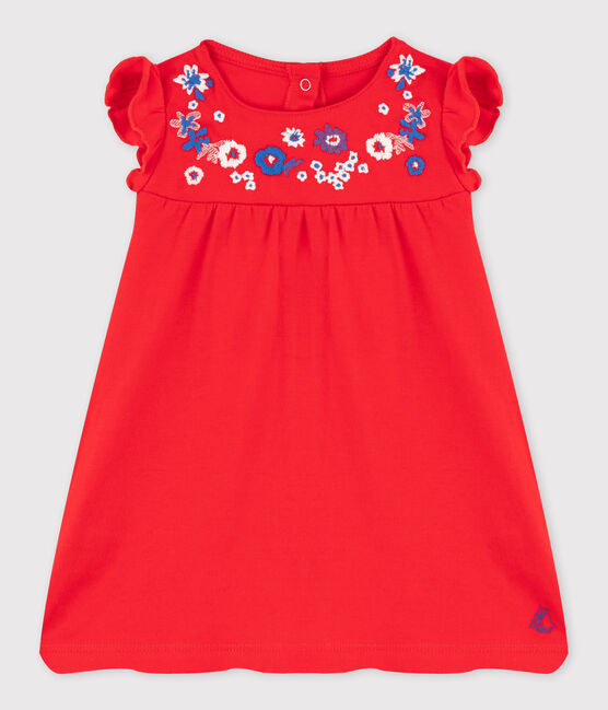 Besticktes Baby-Mädchen-Kleid rot PEPS