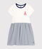 Kurzärmeliges Kinder-Kleid aus Baumwolle für Mädchen weiss MARSHMALLOW/blau MEDIEVAL