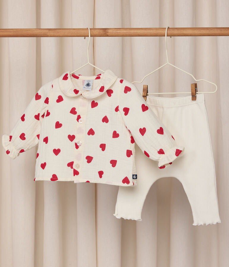 2-teiliges langbeiniges Baby-Set aus Baumwolle, gemusterte Bluse und Leggings vielfarbig