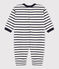 Baby-Overall aus dickem Jersey im Streifenlook weiss MARSHMALLOW/blau SMOKING