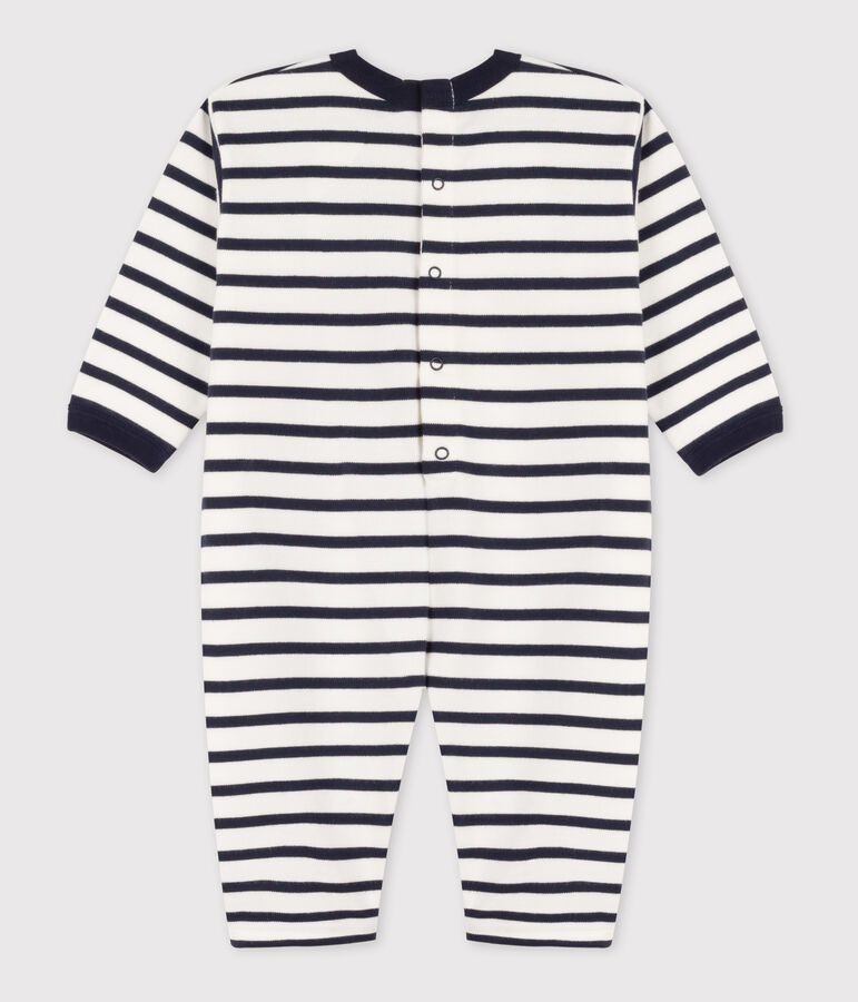 Baby-Overall aus dickem Jersey im Streifenlook weiss/blau